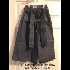 Pearl & Piggytails Chambray Denim Belted pants